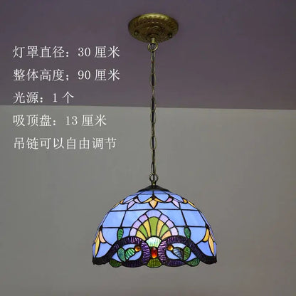 Floral stained glass baroque tiffany pendant light with blue purple green yellow and pink dome shade for dining room decorbites baroque tiffany