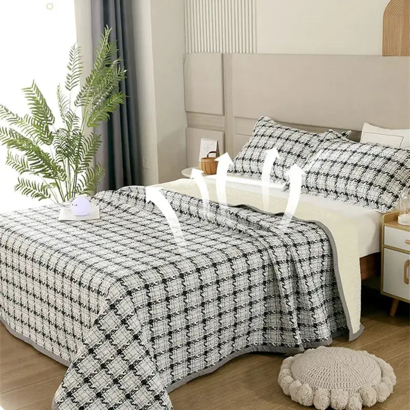 Black and white houndstooth patterned cotton double bedspread from decorbites cotton double bedspread set for bedroom decor