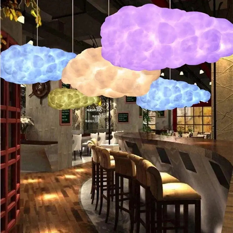Purple blue and beige textured cloud ceiling chandelier pendant lights hanging for bedroom decor