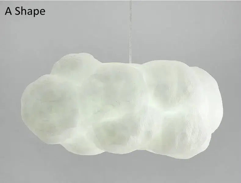 A soft off-white fabric cloud ceiling chandelier with textured surface for bedroom pendant lighting