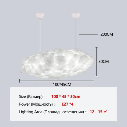 Fluffy white cloud chandelier pendant light with textured fabric surface and two e27 bulb sockets by decorbites