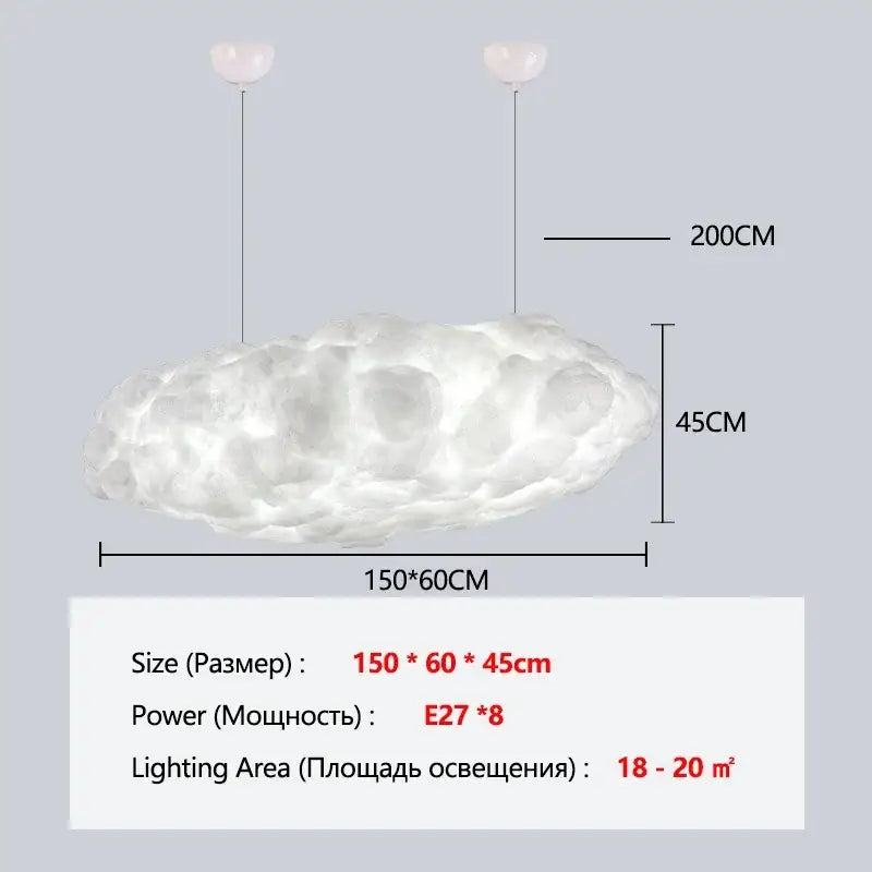 Fluffy white cloud chandelier pendant light with textured frosted material and two e27 bulb sockets for dining room decorbites