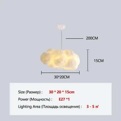 Fluffy white cloud chandelier pendant light made of translucent material with warm yellow illumination for dining room decorbites cloud chandelier
