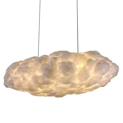 Fluffy white cloud chandelier pendant light with textured off-white material emits warm ambient glow decorbites cloud chandelier