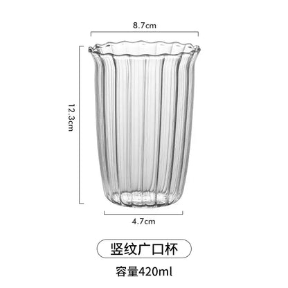 Clear glass coffee mug with vertical ridges and fluted rim from decorbites glass coffee mug set kitchen ribbed tumblers