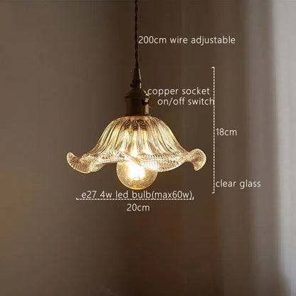 Fluted green stripe glass pendant light featuring a delicate clear glass design with exposed edison bulb for decorbites decor