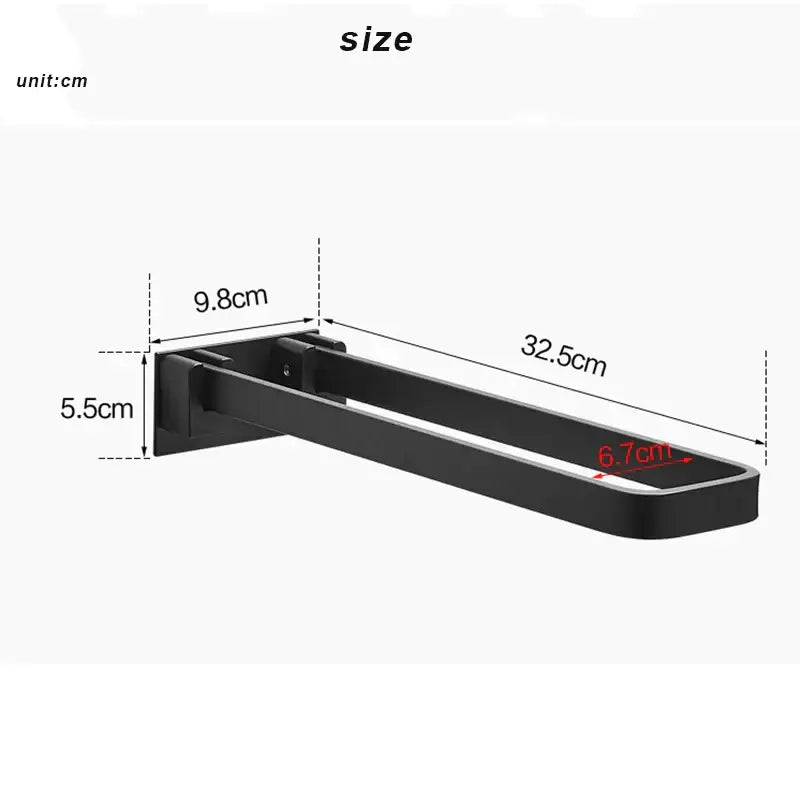Foldable black matte single layer decorbites black aluminum towel rack with sleek modern design for bathroom use