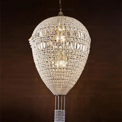 A sparkling french balloon crystal pendant light with gold metal frame and intricate patterns for luxury decorbites pendant lights