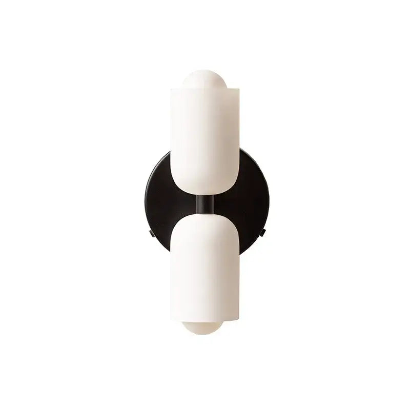 Modern wall lamp with french cream double headed brass base and matte white frosted glass shades for bedroom decorbites french cream