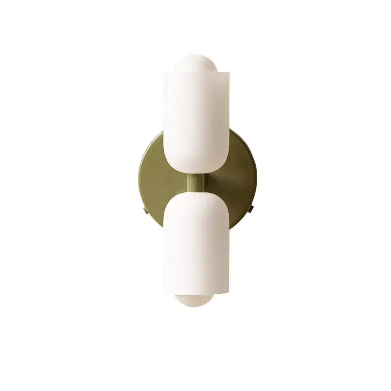 White frosted glass french cream double headed brass wall lamp with matte olive brass backplate for bedroom decorbites french cream