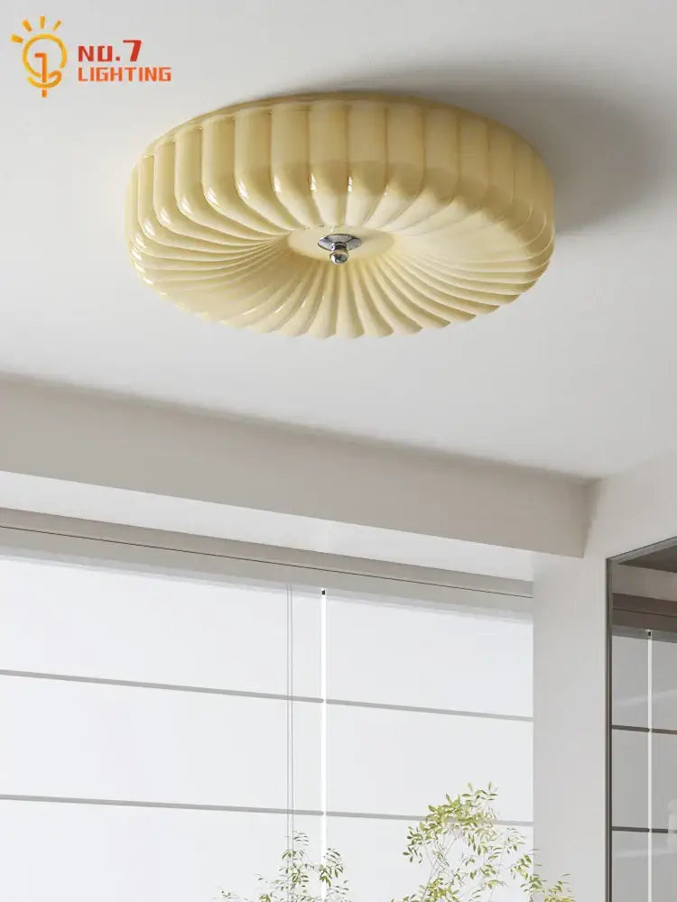 Cream wind ribbed glass ceiling lamp with chrome fixture ideal for bedroom decorbites cream wind lighting solution