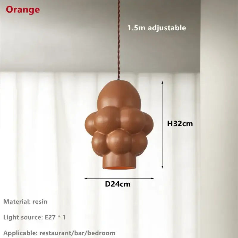 Orange resin pendant light with unique bubble cluster for dining room decorbites french creamy wind led cloud pendant light