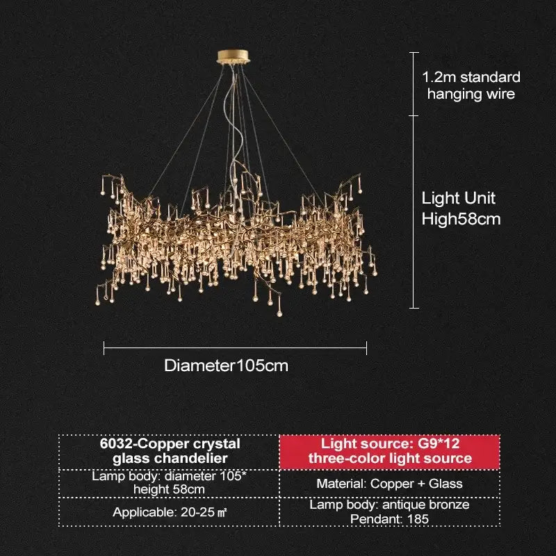 A luxurious french crystal chandelier with gold branches and copper glass for elegant dining room decorbites french crystal lighting