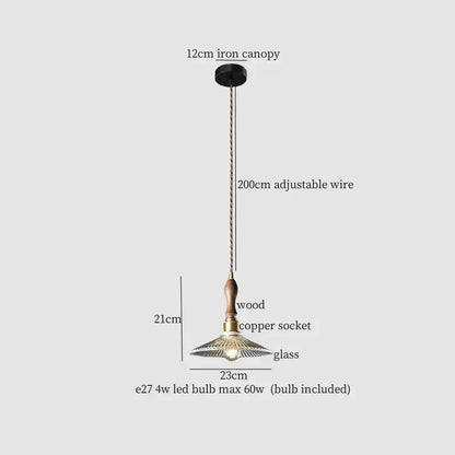 Vintage-style pendant lamp with black iron canopy copper wood glass shade ideal for dining room decorbites copper wood