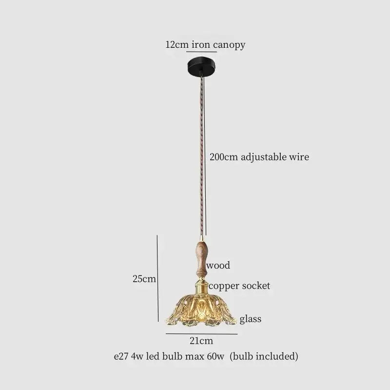 Brass-finished brass pendant lamp with wooden handle and copper wood glass socket for french minimalist dining decorbites copper wood