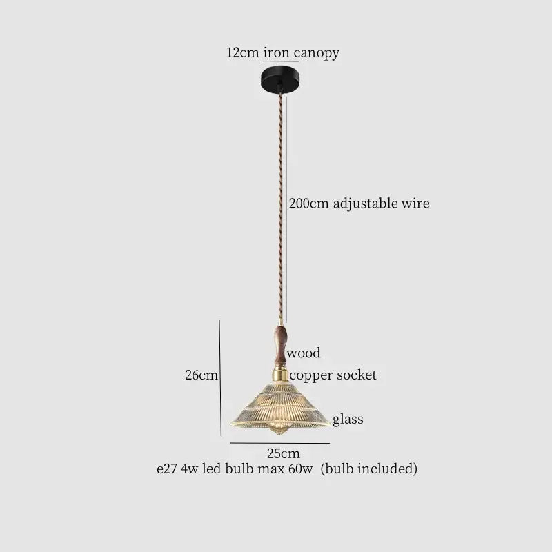 Vintage-style french minimalist green glass copper wood pendant lamp with brass finish for dining room decorbites copper wood