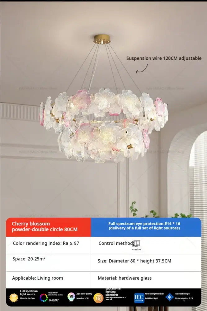 Delicate petals crystal chandelier light with pink and white cherry blossom petals for dining room decorbites petals crystal