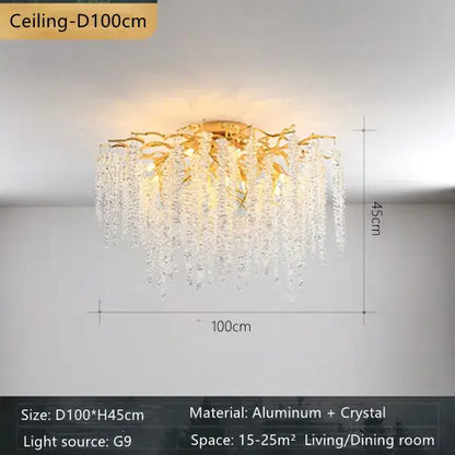 Gold-toned crystal branch chandelier with aluminum frame and cascading droplets for dining room decorbites crystal branch