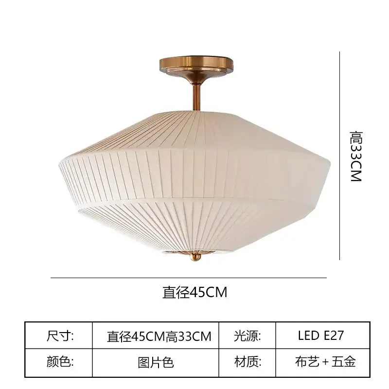 Cream-colored pleated fabric ceiling lamp with brass frame for decorbites french style bedroom decorbites french style fabric