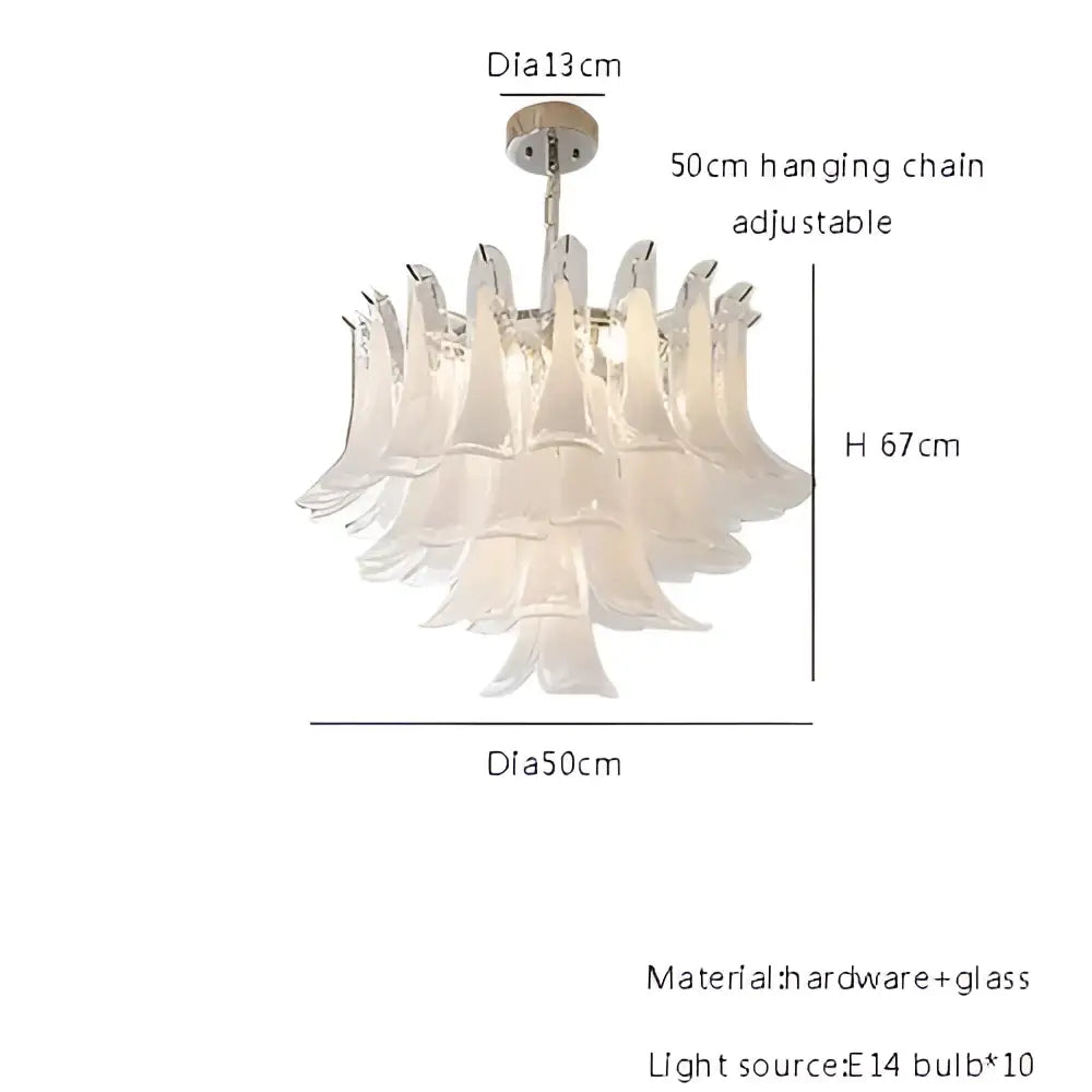 A decorbites french style glass chandelier with tiered frosted glass shades and cascading white light for living room decor
