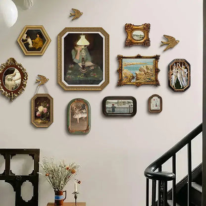 Antique french vintage cupid gold and wood frame set featuring ornate painted scenes for living room decorbites decor