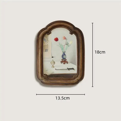 Antique french vintage cupid gold and wood frame mirror with painted floral still life for living room decorbites decor