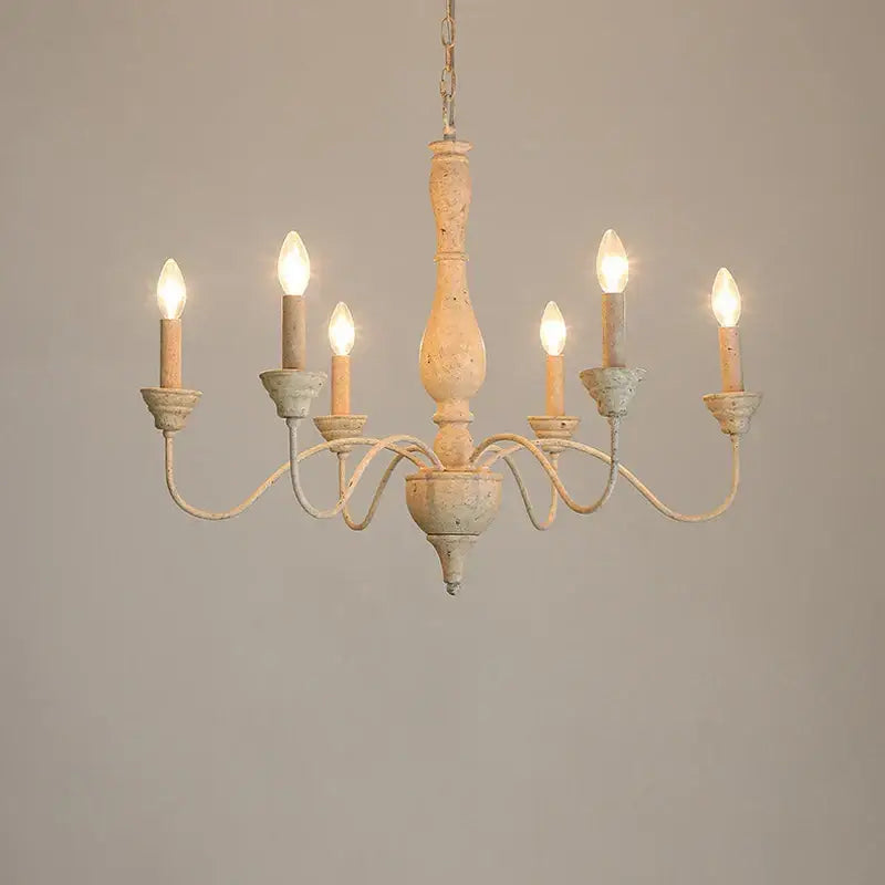 Antique french vintage wooden chandelier with distressed white finish and five candle light bulbs for dining room decorbites french vintage