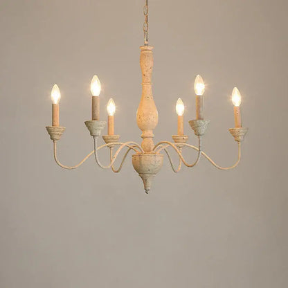 Antique french vintage wooden chandelier with distressed white finish and five candle light bulbs for dining room decorbites french vintage
