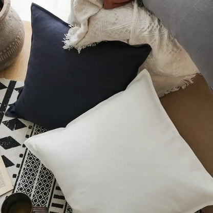 White square fringed linen pillow cover with soft fabric texture for ivory and grey living room decorbites linen pillow decor