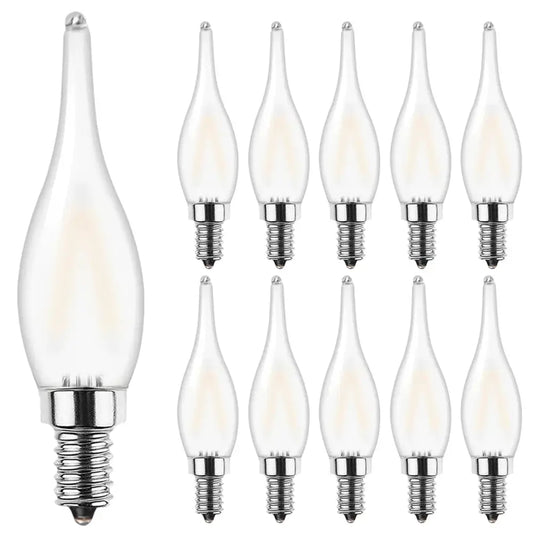 Clear glass led candle bulb with metallic screw base for decorbites frosted led candle dining room chandelier light