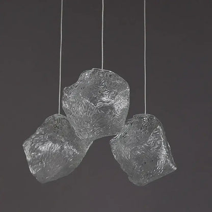 Frosted textured ice cake glass pendant light dining room set with clear ice cake glass and decorbites pendant light
