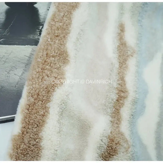 Galaxy inspired jupiter striped fleece cushion covers with plush beige and white striped fabric for bedroom decorbites