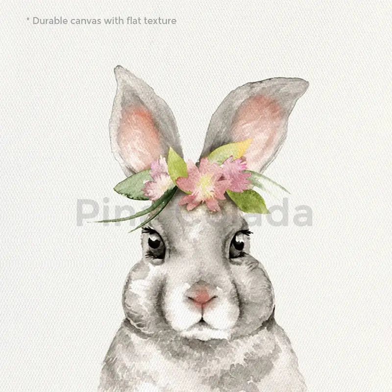DecorBites™ black and white game controller wall art featuring a gray bunny watercolor on durable canvas