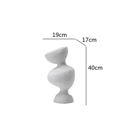 White textured ceramic vase with organic sculptural form for geometric abstract ceramic living room decorbites decor