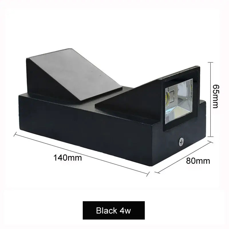 Black rectangular led outdoor wall light with sleek modern design and angled reflector for bedroom decoration