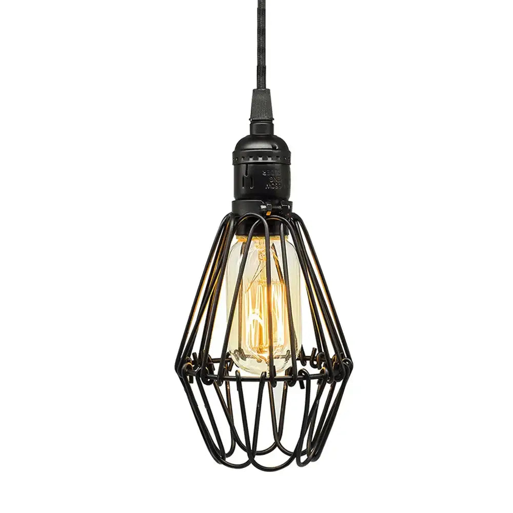 Black metal chandelier geometric wireframe pendant light with exposed filament bulb by decorbites black metal