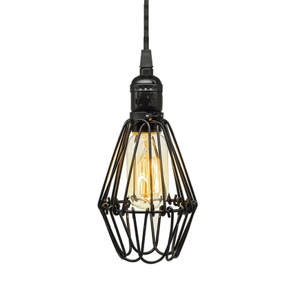 Black metal chandelier geometric wireframe pendant light with exposed filament bulb by decorbites black metal