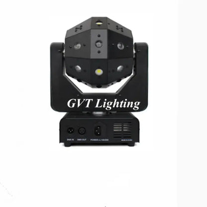 Black gvt moving head light with multiple led lenses and control panel for geometric beam strobe in party room