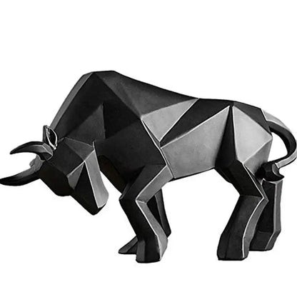 Geometric black bull bison sculpture with angular faceted design and metallic finish for living room decorbites decorbites bull bison decor