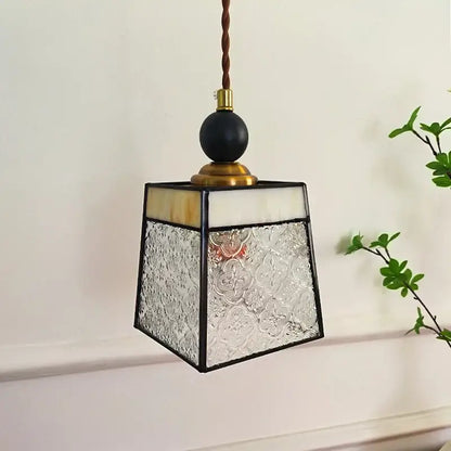 Square-shaped pendant light with black metal frame clear glass led panels and cream accent for dining room decorbites clear glass
