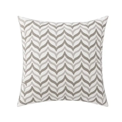 Square cushion cover with black and grey decorbites geometric embroidery featuring textured chevron pattern decor