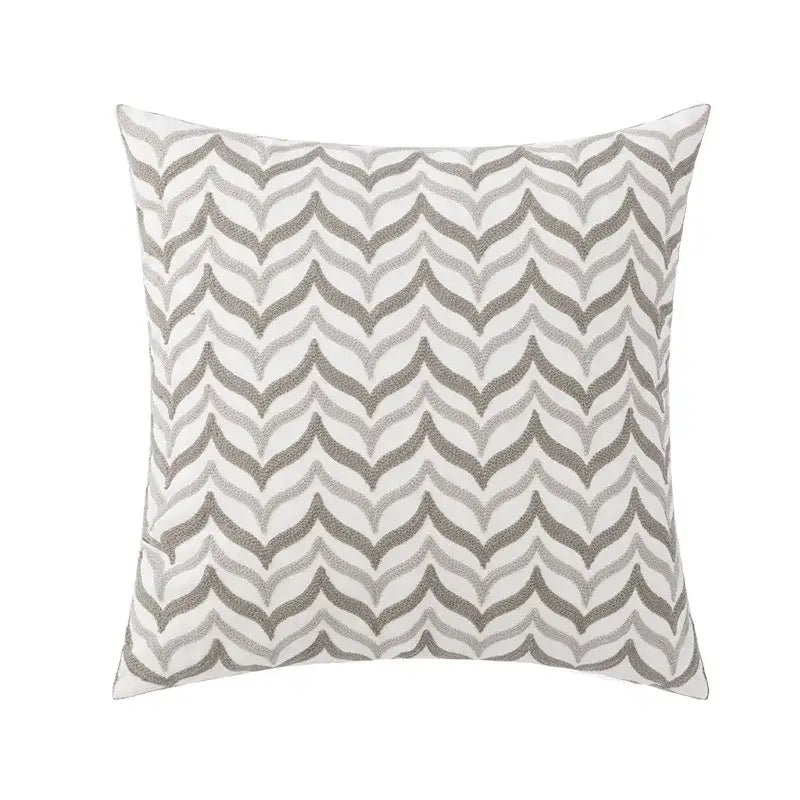 Square throw pillow cushion cover with decorbites geometric embroidery in black grey for living room decor