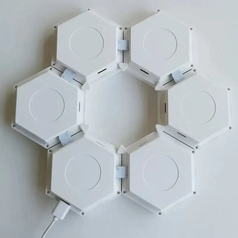 White hexagonal modular led light panel set with bluetooth app control for bedroom remote control lighting