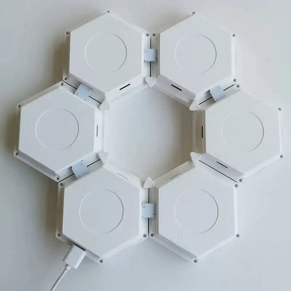 White hexagonal modular led light panel set with bluetooth app control for bedroom remote control lighting