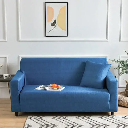 Blue fabric sofa cover with matching pillow from decorbites colorful block sofa covers for living room slipcover