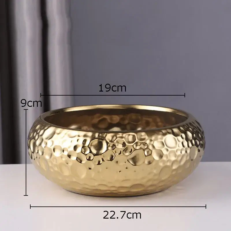 Gold-colored ceramic vase with hammered bubble texture minimalist ceramic vase for living room decorbites ceramic vase
