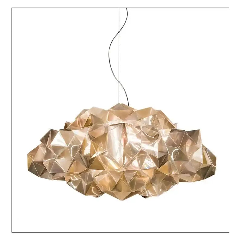 Geometric white gold pendant light with gold-colored faceted cloud shape for bedroom decorbites clouds white gold