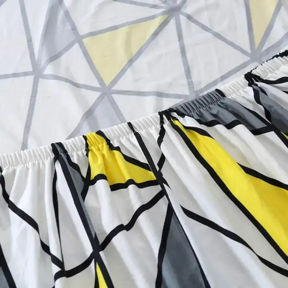 White gray and yellow geometric-patterned elastic waistband of decorbites geometric stretch sofa cover for living room couch protection