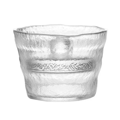 Clear textured glass tumbler with embossed leaf pattern for decorbites glass kimchi storage jar and kitchen use