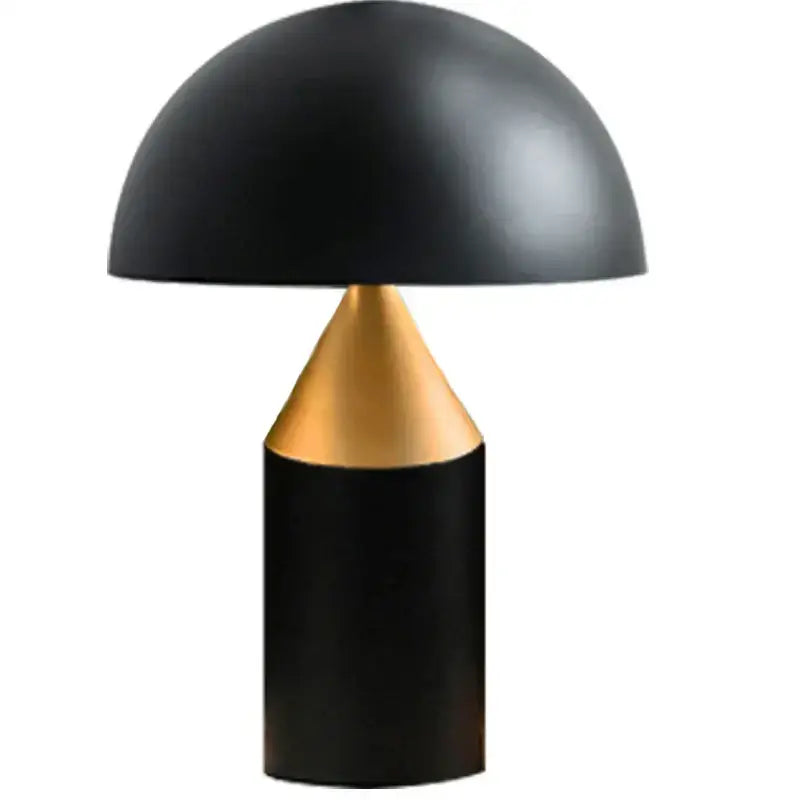 Black and gold mushroom lamp with matte black dome shade and metallic gold cone base for decorbites atollo black white lighting